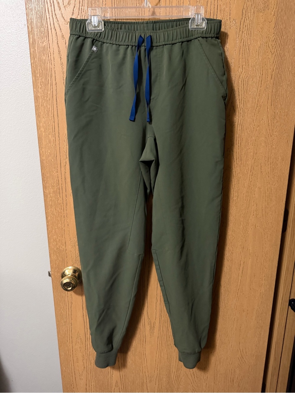 Figs Olive Green Women's Jogger Pants with Blue Drawstring
